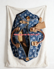 Luxury Blue LV Speedy Bag Flannel Sofa Throw Blanket 467